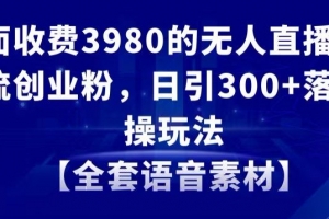 外面收费3980的无人直播精准引流创业粉,日引300+落地实操玩法【全套语音素材】