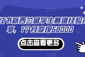 小红书新西兰留学生赛道经验分享,1个月变现68000