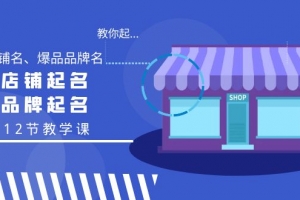 教你起“爆店店铺名、爆品品牌名”,店铺起名,品牌起名(12节教学课)