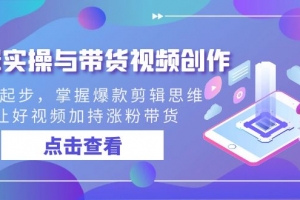 剪辑实操与带货视频创作,从0起步,掌握爆款剪辑思维,让好视频加持涨粉…
