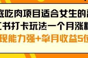 年底吃肉项目适合女生的副业小红书打卡玩法一个月涨粉6万+变现能力强+单月收益5位数(揭秘年底吃肉项目女生轻松赚钱的小红书打卡玩法)