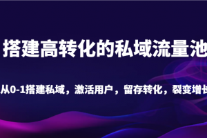 搭建高转化的私域流量池 从0-1搭建私域,激活用户,留存转化,裂变增长(20节课)