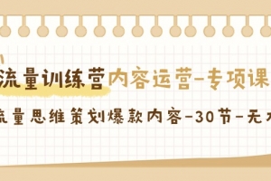 流量训练营之内容运营专项课,用流量思维策划爆款内容(30节课)