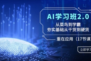 AI学习班2.0:从菜鸟到学霸,夯实基础从干货到硬货,重在应用(17节课)