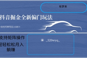 2024抖音全新掘金玩法5.0,小白在家就能轻松日入500+,支持矩阵操作