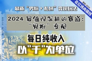 【私域流量最值钱】把“男粉”流量打到手,你便有无数种方法可以轻松变现,每日纯收入以“千”为单位