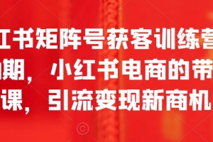 小红书矩阵号获客训练营第10期,小红书电商的带货课,引流变现新商机