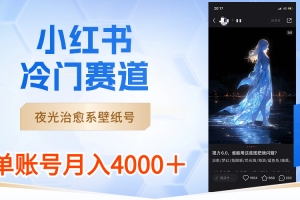 小红书冷门赛道,夜光治愈系壁纸号,单号月入4000+(探索小红书冷门赛道夜光治愈系壁纸号的赚钱之道)