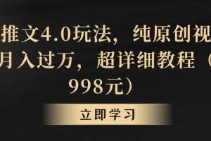 小说推文4.0玩法,纯原创视频,轻松月入过万,超详细教程(价值998元)
