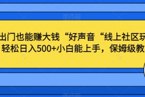 不出门也能赚大钱“好声音“线上社区玩法,轻松日入500+小白能上手,保姆级教程