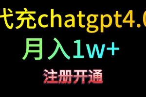 代充chatgpt4.0,日入500+,精准引流,暴力变现!