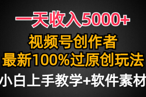 一天收入5000+,视频号创作者,最新100%原创玩法,对新人友好,小白也可.