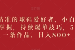 吸引精准的球鞋爱好者,小白也能轻松掌握,持续爆单技巧,5分钟一条作品,日入800+