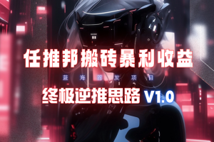 【限时蓝海】任推邦搬砖暴利吃收益_终极逆推思路V1.0