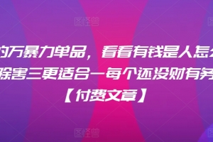月入30的万暴力单品,看看有钱是人怎么搞到钱的,比看除害三更适合一每个还没财有务自由的你【付费文章】