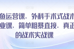 闲鱼运营课,外科手术式战术创业课,简单粗暴直接,真正的战术实战课