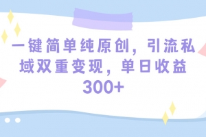 一键简单纯原创,引流私域双重变现,单日收益300+(教程+素材)
