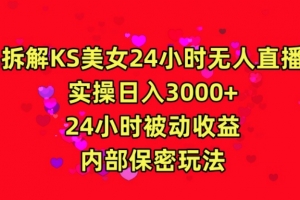 利用快手24小时无人美女直播,实操日入3000,24小时被动收益,内部保密玩法