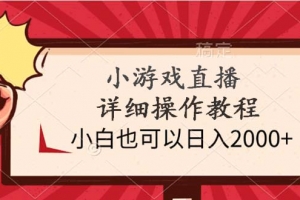 小游戏直播详细操作教程,小白也可以日入2000+