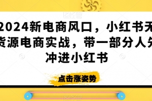 2024新电商风口,小红书无货源电商实战,带一部分人先冲进小红书