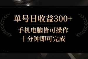单号日收益300+,全天24小时操作,单号十分钟即可完成,秒上手!