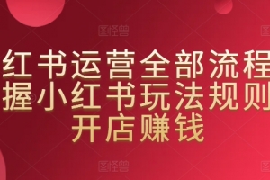 小红书运营全部流程,掌握小红书玩法规则,开店赚钱