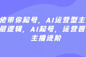 大佬带你起号,AI运营型主播,底层逻辑,AI起号,运营晋级,主播进阶