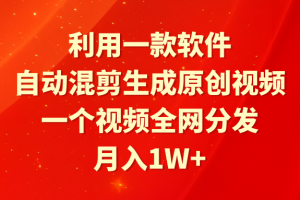 利用一款软件,自动混剪生成原创视频,一个视频全网分发,月入1W+附软件