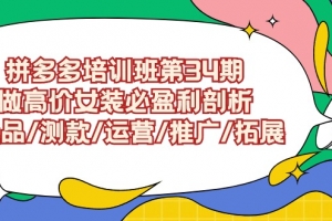 拼多多培训班第34期:做高价女装必盈利剖析  选品/测款/运营/推广/拓展