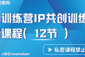 导师训练营3.0IP共创训练营私密实操课程(12节)-卖项目的密码成功秘诀