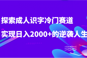 探索成人识字冷门赛道,实现日入2000+的逆袭人生!