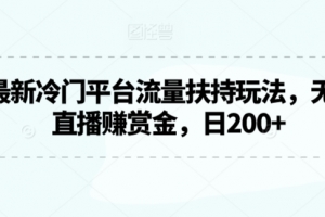 2024最新冷门平台流量扶持玩法,无人游戏直播赚赏金,日200+