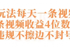 快手新玩法每天一条视频单条视频收益4位数起不违规不擦边不封号