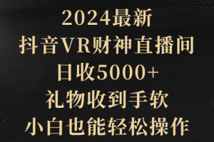 2024最新,抖音VR财神直播间,日收5000+,礼物收到手软,小白也能轻松操作