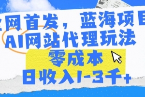 全网首发,蓝海项目,AI网站代理玩法,零成本日收入1-3千+