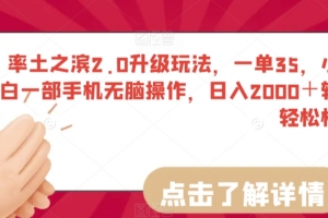 率土之滨2.0升级玩法,一单35,小白一部手机无脑操作,日入2000+轻轻松松