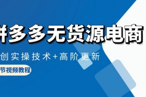 拼多多无货源电商,原创实操技术+高阶更新(16节视频教程)