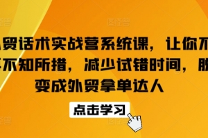 外贸话术实战营系统课,让你不再不知所措,减少试错时间,脱变成外贸拿单达人