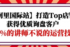 【阿里国际站】打造Top店铺-获得优质询盘客户,95%的讲师不说的运营技巧