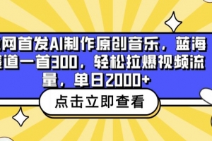全网首发AI制作原创音乐,蓝海赛道一首300.轻松拉爆视频流量,单日2000+
