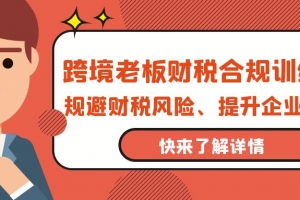 跨境老板-财税合规训练营,规避财税风险、提升企业利润