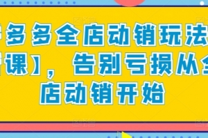 拼多多全店动销玩法【新课】,告别亏损从全店动销开始
