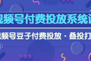 视频号付费投放系统课,视频号豆子付费投放·叠投打法(高清视频课)