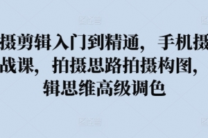 拍摄剪辑入门到精通,手机摄影实战课,拍摄思路拍摄构图,剪辑思维高级调色