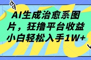 AI生成治愈系图片,狂撸平台收益,小白轻松入手1W+