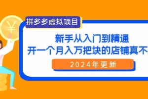 拼多多虚拟项目:入门到精通,开一个月入万把块的店铺 真不难(24年更新)