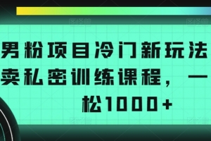 男粉项目冷门新玩法,售卖私密训练课程,一天轻松1000+