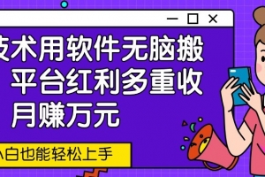 新技术用软件无脑搬运,平台红利多重收益,月赚万元,小白也能轻松上手