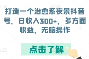 打造一个治愈系夜景抖音号,日收入300+,多方面收益,无脑操作