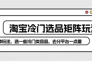 淘宝冷门选品矩阵玩法:换种玩法,选一些冷门类目品,去分平台一点羹